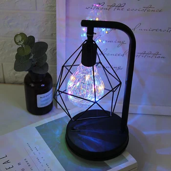 

Retro Industrial LED Table Lamps Hollow Diamond Table Lamps Reading Lamp, Warm White / White/ Yellow Light Bedroom Night Light