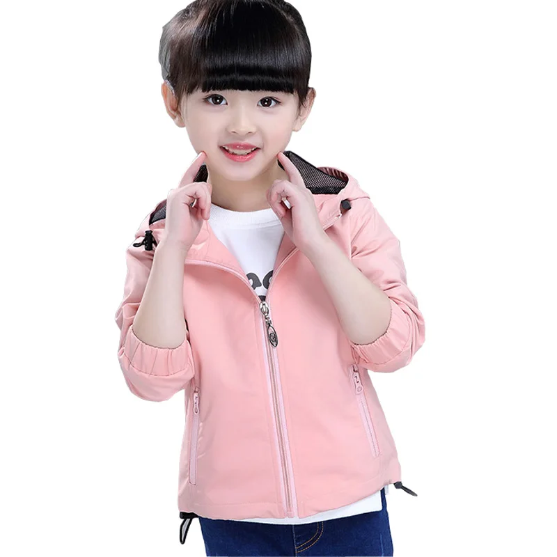 Spring Autumn Kids Girls Jacket Casual Hooded Children Outerwear