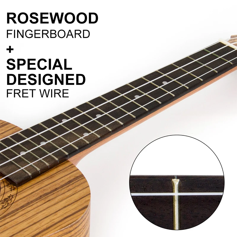 Kmise تينور القيثارة هاواي uke 26 بوصة 18 الحنق zebrawood 4 سلسلة الغيتار المهنية آلة موسيقية
