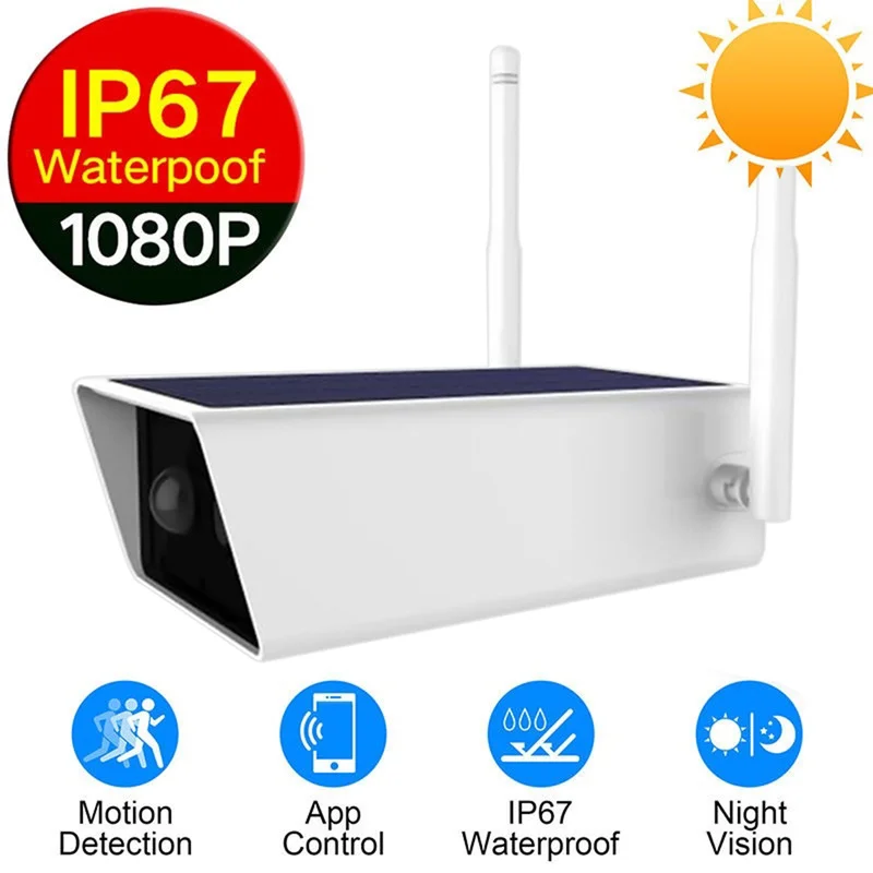 

1080P Solar IP Camera 2MP Wireless Wi-Fi Security Surveillance Waterproof Outdoor Camera IR Night Vision Surveillance Outdoor