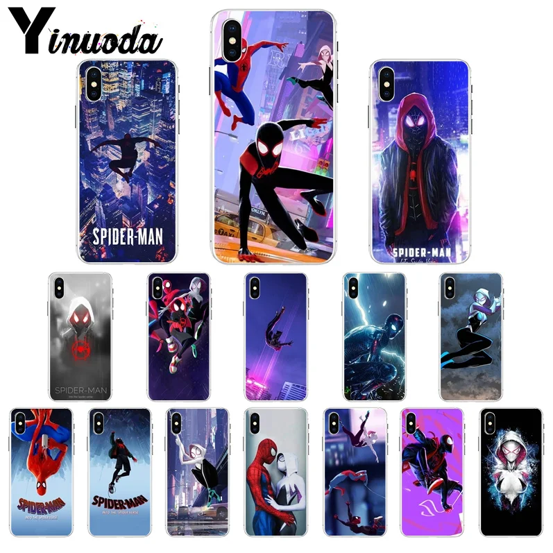 

Yinuoda Spider-Man Into the Spider-Verse TPU Transparent Phone Case Shell for iPhone 7 7plusX XS MAX 6 6s 8 8Plus 5 5S SE XR