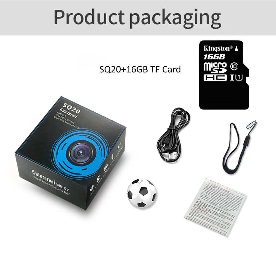 Wsdcam Mini Camera HD 1080P Sensor Night Vision Camcorder Motion DVR Micro Camera Sport DV Video Small Recorder Camera Cam SQ20 - Color: SQ20Add16GBTFCard