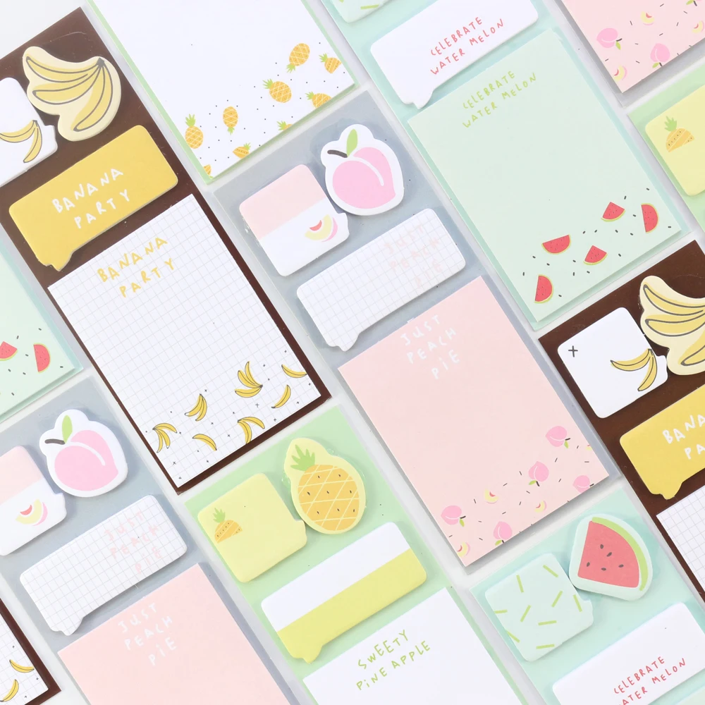 

Domikee candy cartoon fruit series self-sticky memo pad for planner notebook,cute school sticky index label set stationery,80pcs