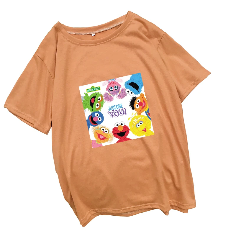 

Kawaii Ulzzang Harajuku T Shirt Women Short Sleeve Funny Cute Sesame Street Cartoon Print Tops Korean Style Fashion Casual Shirt