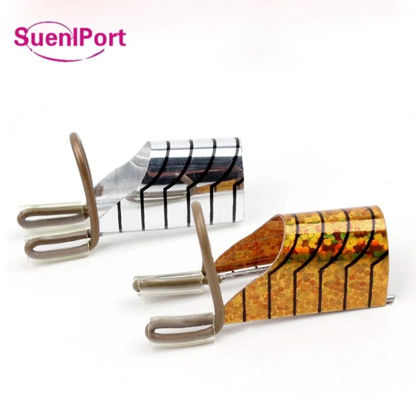 

SunelPort5pcs Reusable Nail Forms Gold Silver Nail Form UV Gel French Tips Nails Extension Guide Tool Nail Art Tool Manicure Set