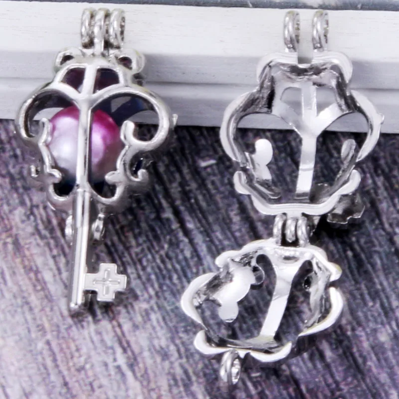 

4pcs/lot fish Pearl Cage Necklace Locket Pendant Vintage Antique Aromatherapy Perfume Essential Oil Diffuser Locket