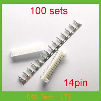 

100 sets PH2.0 14P connector,2.0mm electrical connector kit(plug+curved needle+terminal)