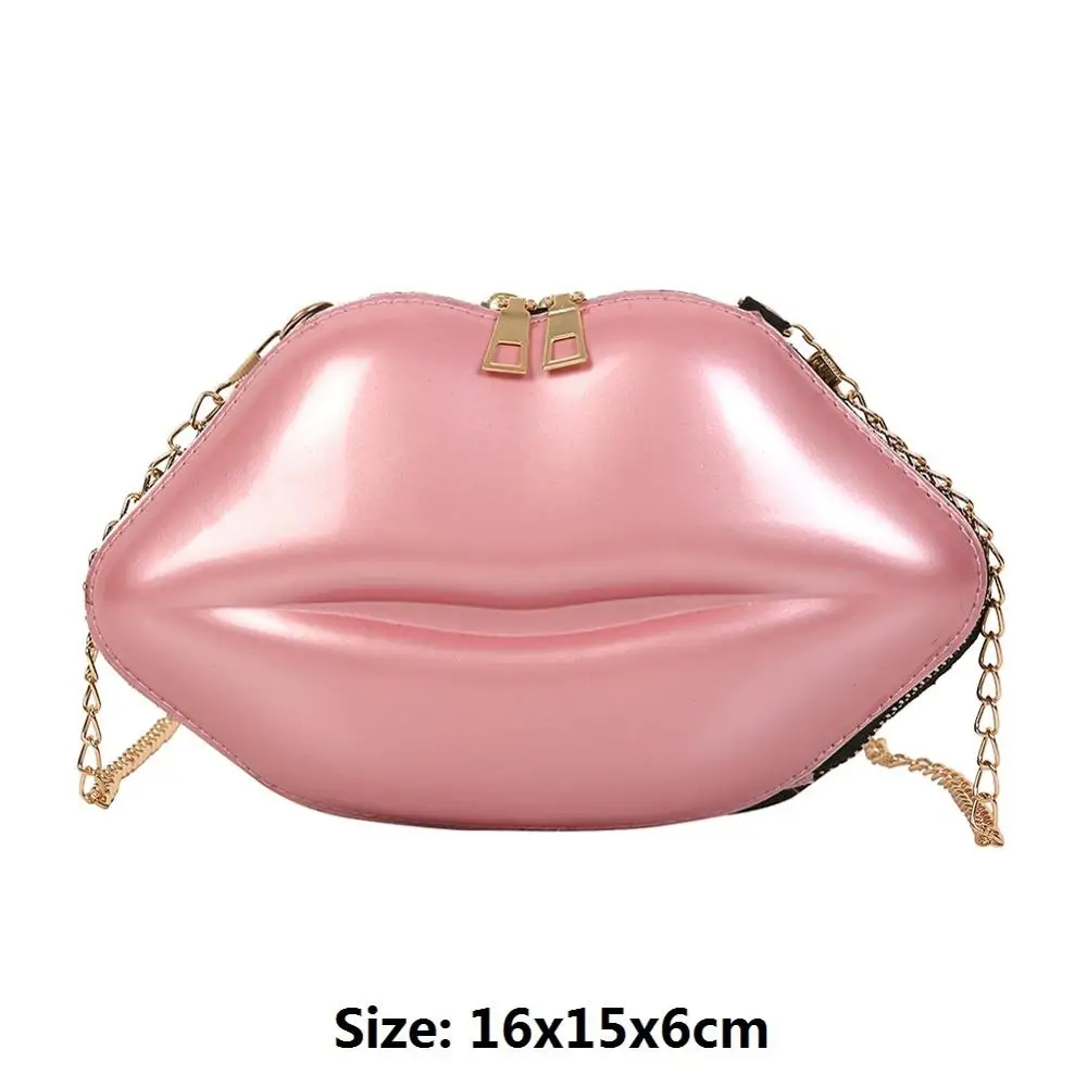 Женские сумки через плечо из ПВХ с рисунком губ, креативный дизайн, одноцветные сумки-мессенджеры на цепочке, сумки на плечо для вечеринки, клатч, женская сумка - Цвет: Type A Pink