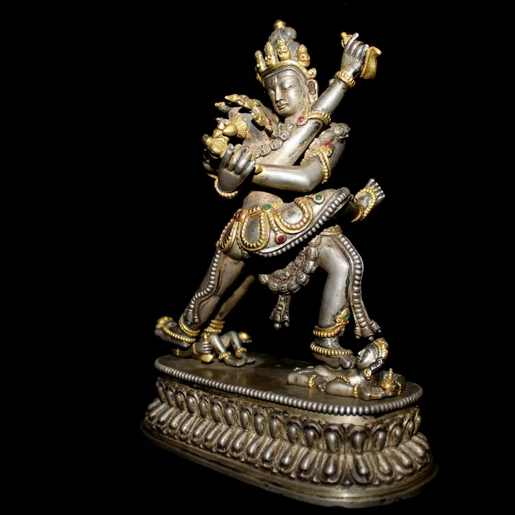 Shengle King Kong Стерлинговое Серебро статуя непальского Будды double bodhisattva|Статуи и