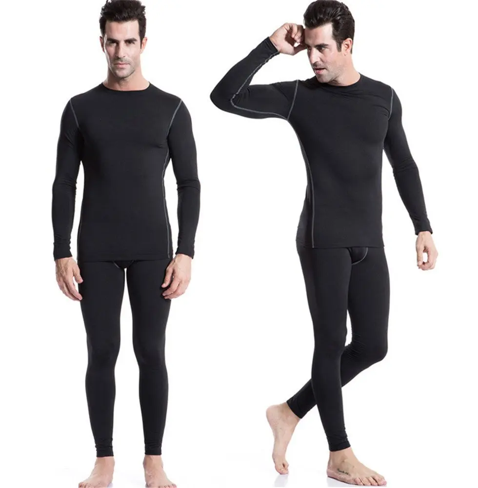 Mens Crewneck Quick Dry Thermal Underwear Compression Sets Winter ...