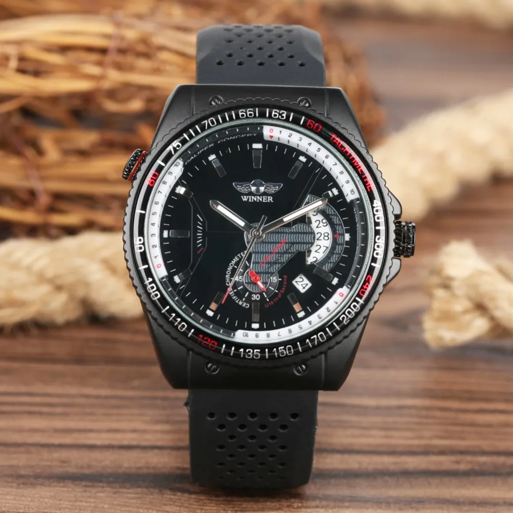 

Top Brand Mechaical Watch Luxury Automatic Self-Wind Watches Men Steampunk Silicone Watchband Tevise Clock Male reloj hombre