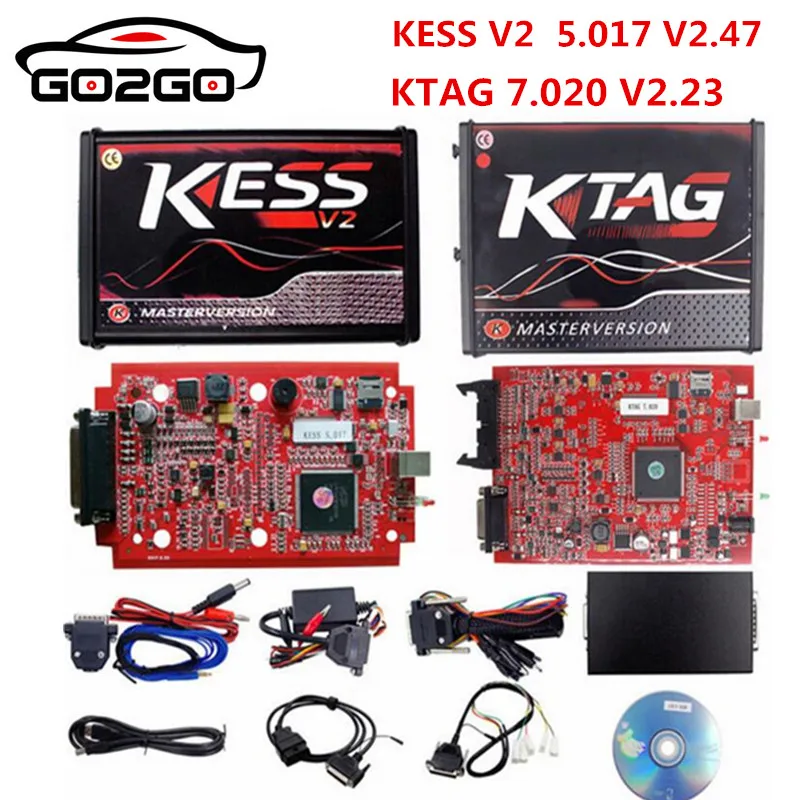 Онлайн V2.47 ЕС красный Kess V5.017 OBD2 менеджер Тюнинг Комплект KTAG V7.020 4 светодиодный Kess V2 5,017 программатор BDM K-TAG 7,020 программатор системного блока