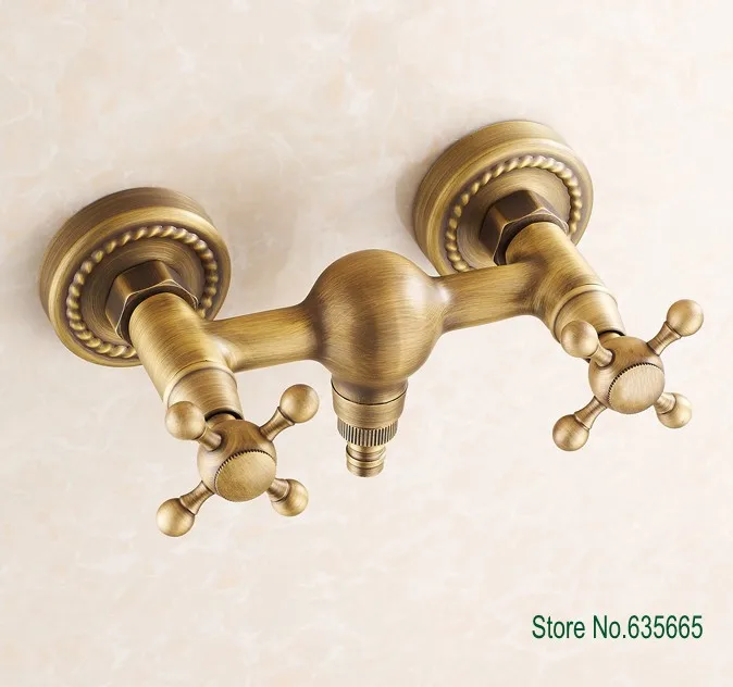Antique Brass Wall Mounted Washing machine Hot and Cold Water Mixer Tap