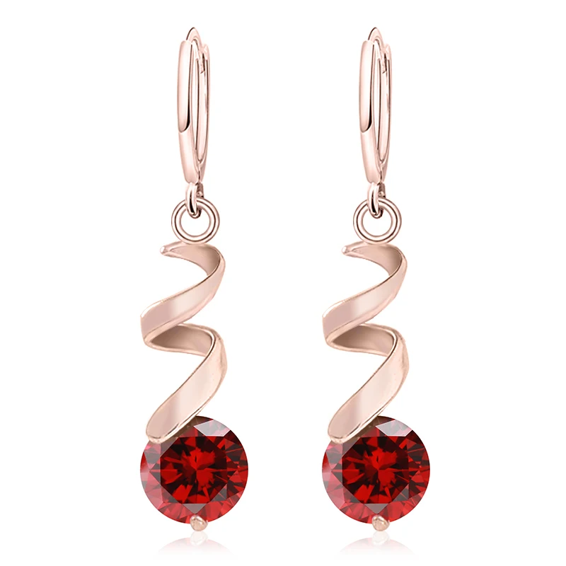 

SHUANGR Elegant Women Earrings Gold Color Multicolor Shiny Austrian Crystal Long Pendant Earrings Jewelry for Lady