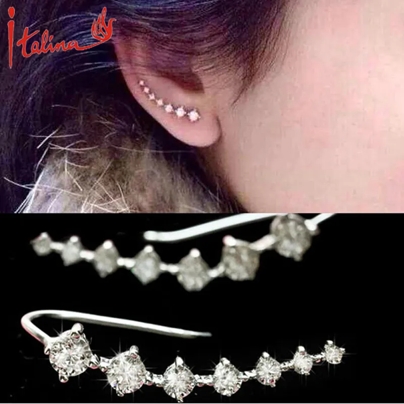 Dipper Zircon crystals Stud Earrings for women fashion jewelry earrings female Brincos silver plated Ear Hook top quality