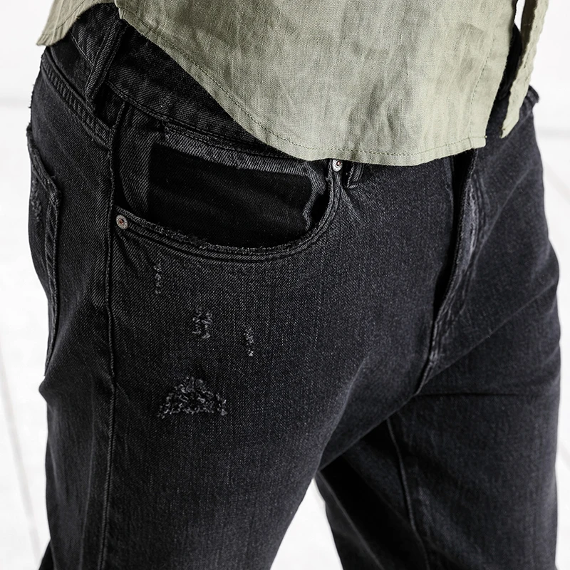 Мужские джинсы с необработанными краями SIMWOOD, штаны из потертого джинса длиной до щиколотки,, джинсовые брюки темно-сине