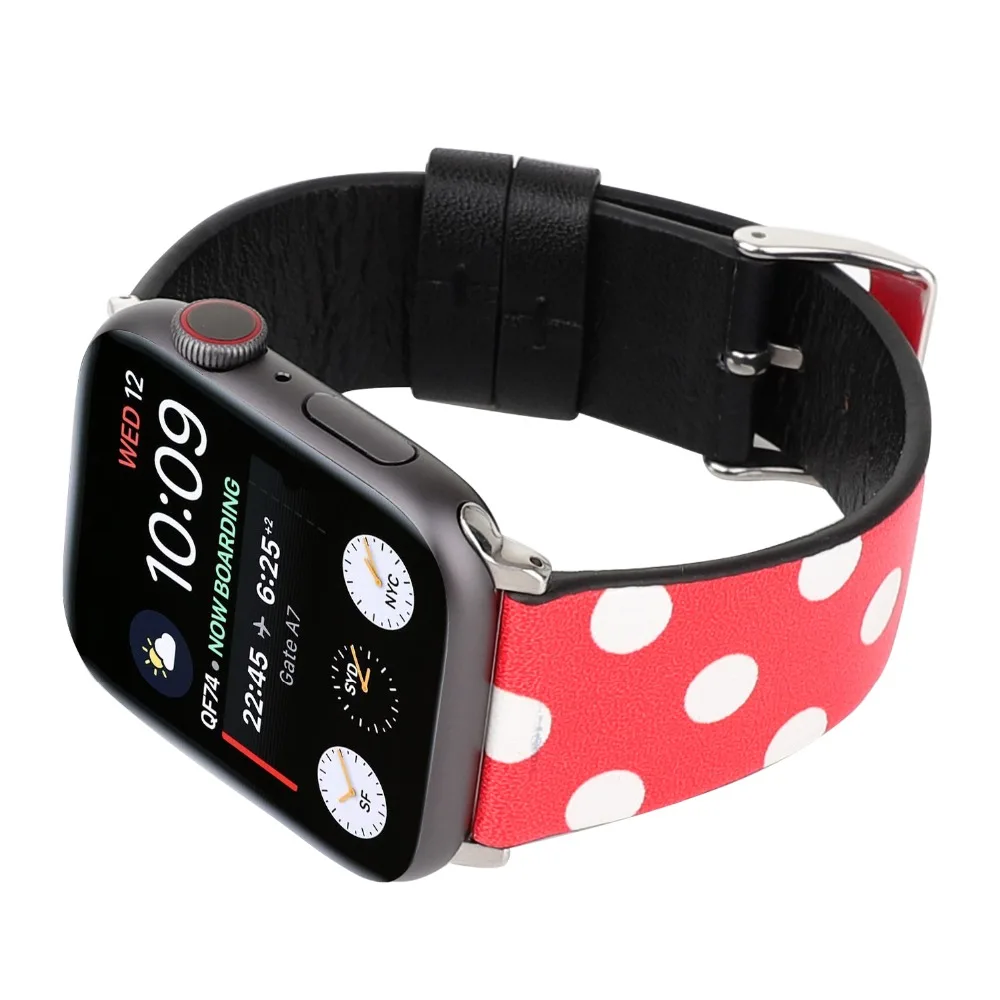 Кожаный ремешок для apple watch серии 5 4 3 2 1 Микки Маус hello kitty ремешок для apple iwatch 44 мм 42 мм 40 мм 38 мм