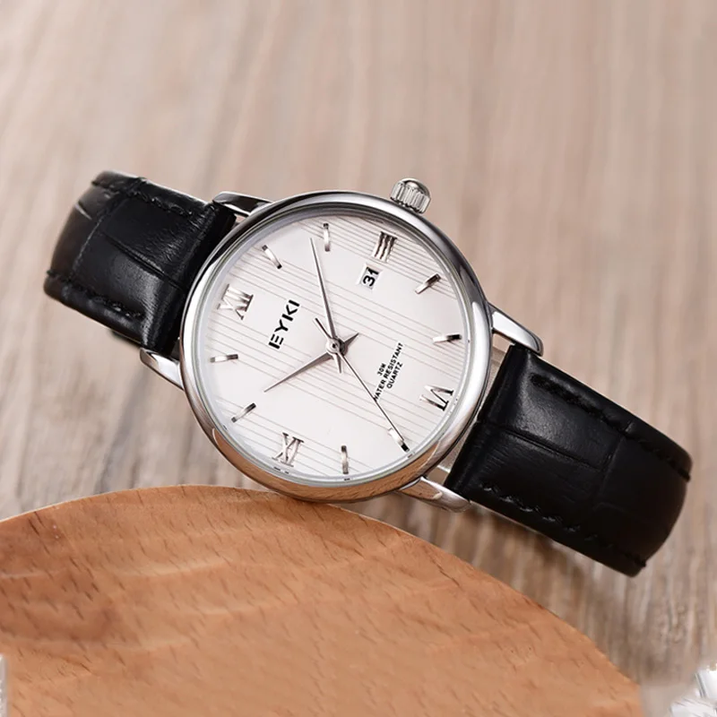 

EYKI Women Watches Genuine Leather Quartz Watch With Calendar Simple Fashion Ladies Retro Brand Watches