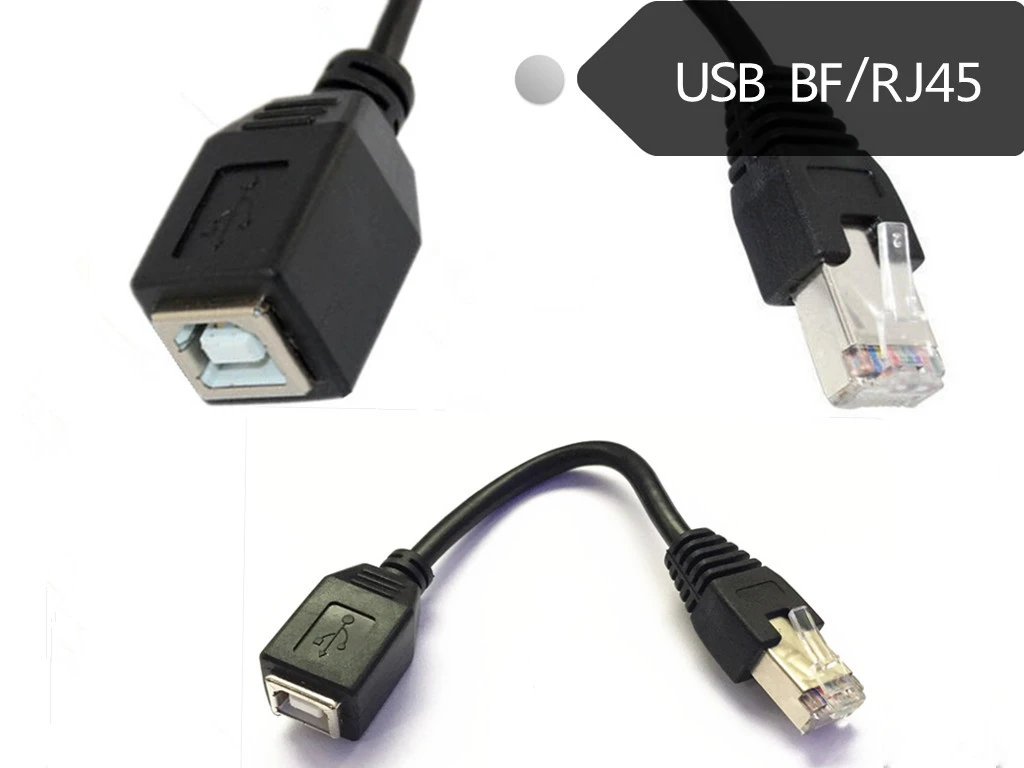 Conector hembra USB 2,0 B a RJ45 macho, Cable de extensión para