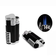 Ветрозащитный 3 пламенный струйный фонарь, зажигалка для сигар, перезаправляемая зажигалка, оригинальная масляная бензиновая зажигалка, зажигалка для сигар, зажигалка для пожарного бензина