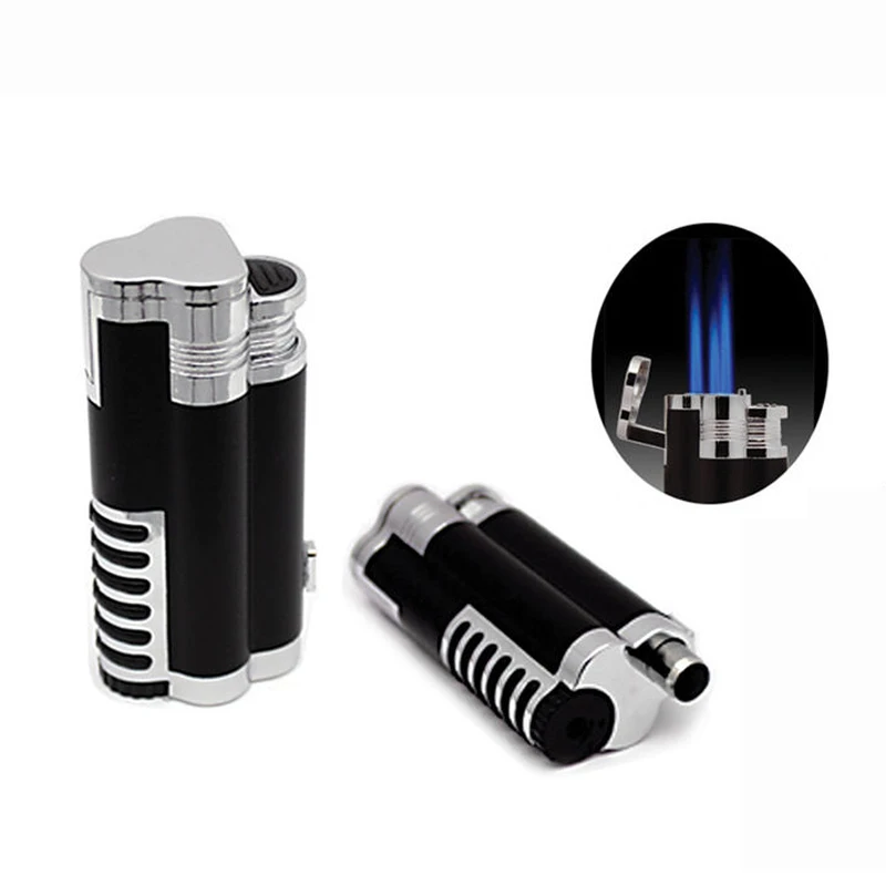 

Windproof 3 Flame Jet Torch Cigar Lighter Refillable Lighter Original Oil Gasoline Cigarette Lighter Cigar Fire Petrol Lighters