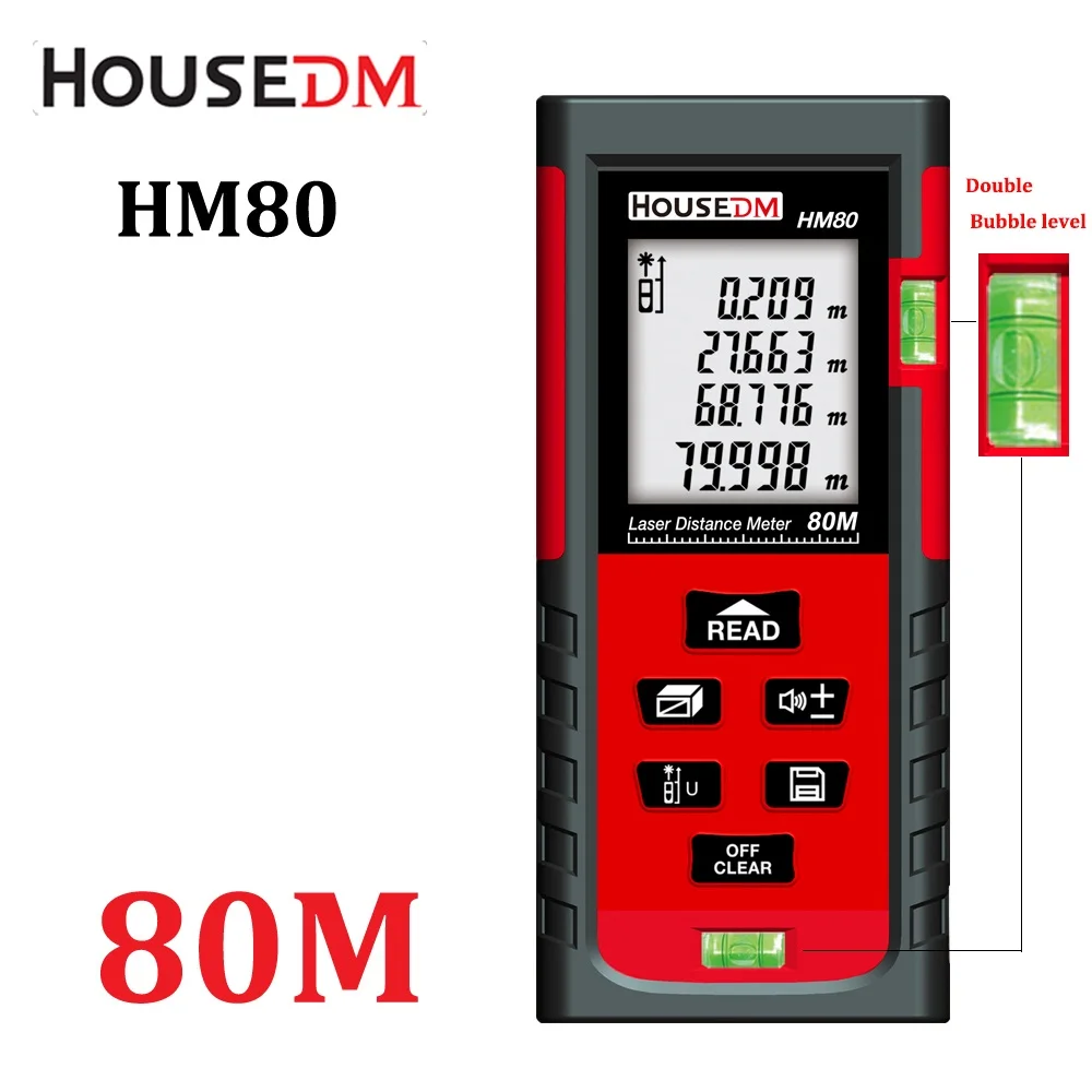 Digital Laser Distance Meter 40M 80M Roulette Laser Rangefinder Trena Laser Tape Distance Measuring Tools Super Powerful