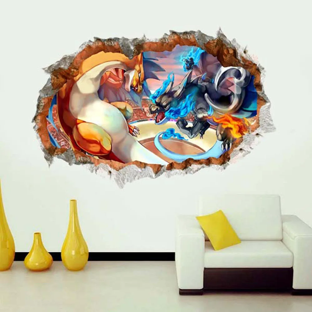 3d pokemon wall decor stickers kids bedroom removable