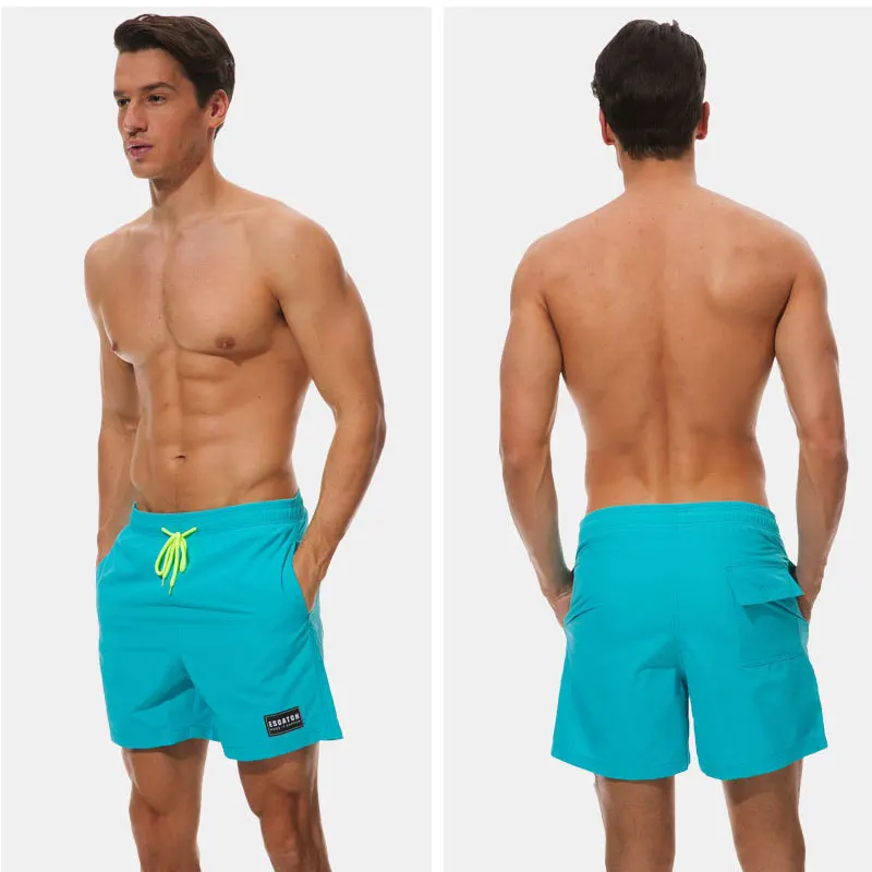 Нейлон Водонепроницаемый пляжные шорты мужские летние однотонные Цвета эластичный пояс Короткие штаны отпуск Пляжные штаны