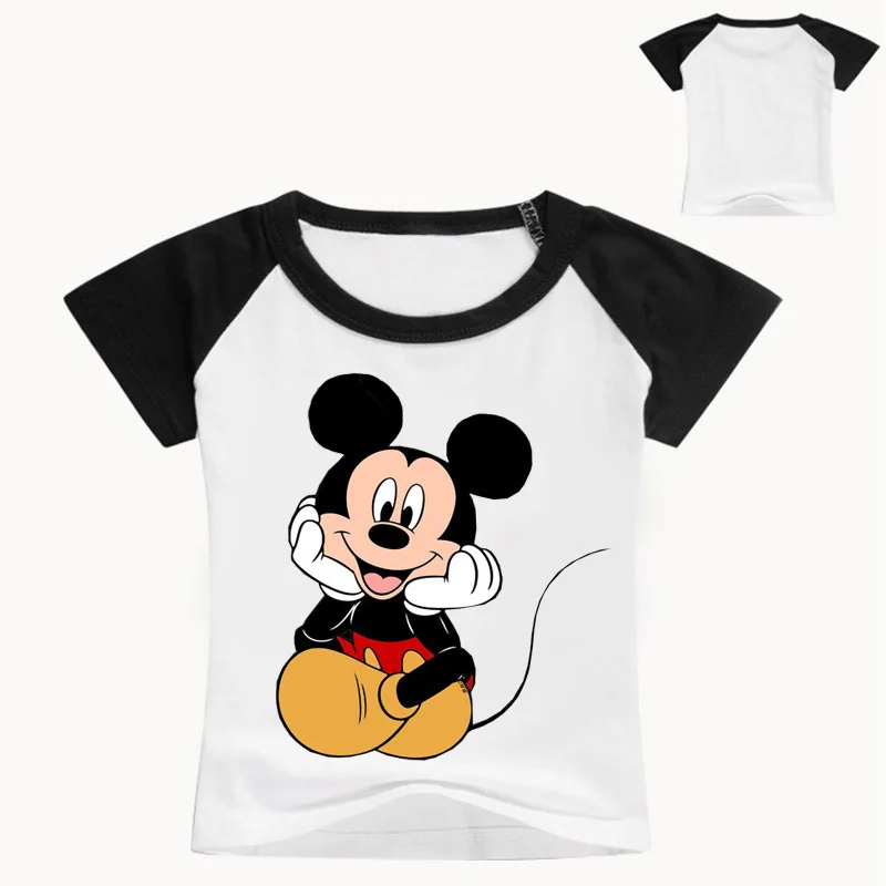 Футболка для мальчиков и девочек Disney Mickey Mouse летняя хлопковая с круглым вырезом