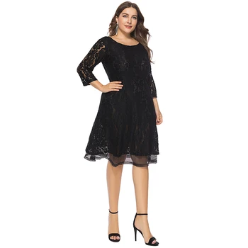 

2019 Women Summer Dress Plus Size 6XL Patchwork Lace Club Party Dress Knee-Length A-Line Hollow Out Sukienki na wesele damskie