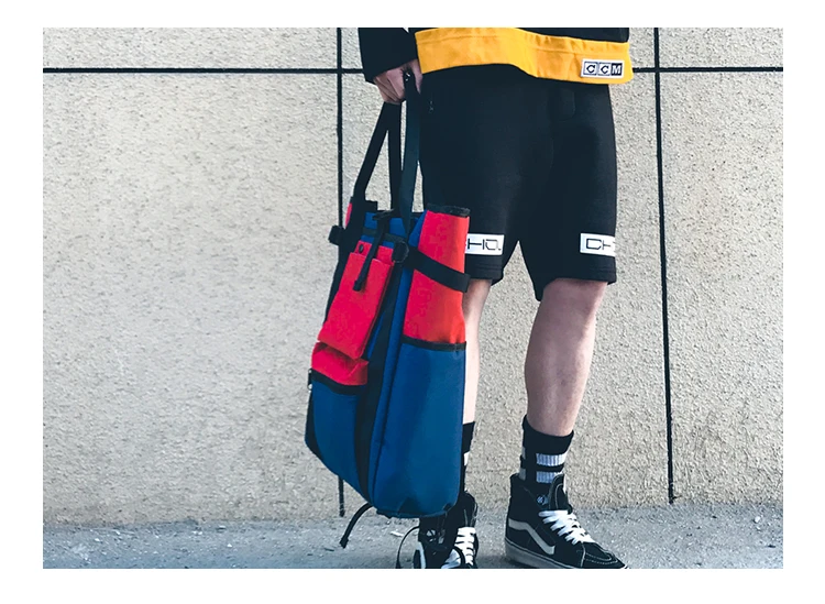 Dual Handbag Student School Bag Street Fashion High Capacity Backpack Wemen Oxford Fashion Men Panelled Hip-Hop Boy backpack06
