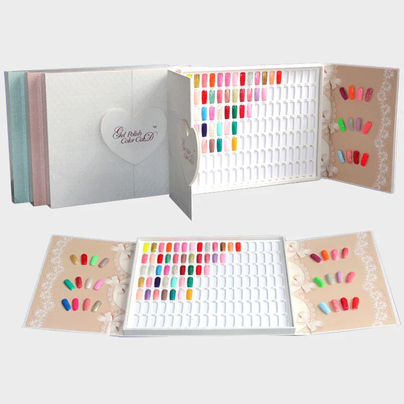 

126 Colors Double-Open Mosaic Nails Gel Polish Display Card Book Chart 3 Colors Nail Art Book Nail Tools With Full Manicure Tips