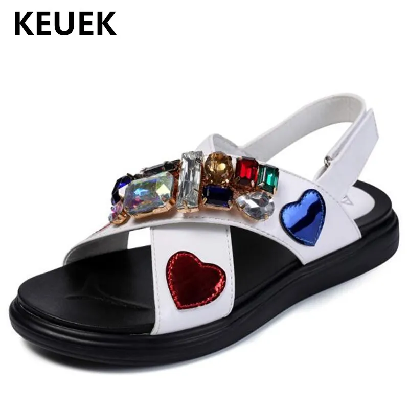 

New Summer Girls Sandals Princess Children Shoes Rhinestone Soft Leather Toddler Beach Shoes Baby Flat Student Kids Sandals 03