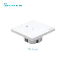 Sonoff T1 EU Smart WiFi/RF433 дистанционный настенный сенсорный выключатель 1 банда 2 банды, Хрустальная стеклянная панель переключателя, умная домашняя работа с Alexa