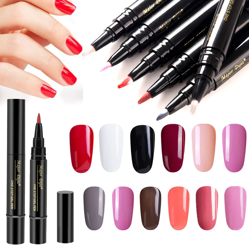 

1pc Convenient Nail Varnish Pen Glitter One Step Nail Gel Polish Gel 3 In 1 No Need Top Base Coat UV Gel Lacquer