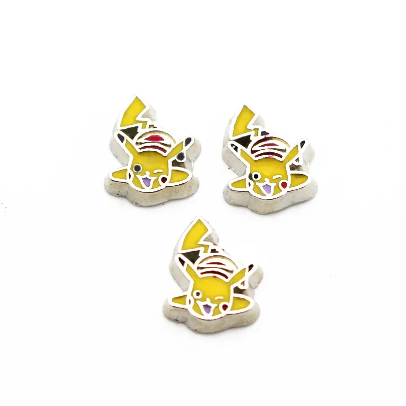 Металлические эмалированные плавающие медальоны Pokemon Pichu серебряные подвески