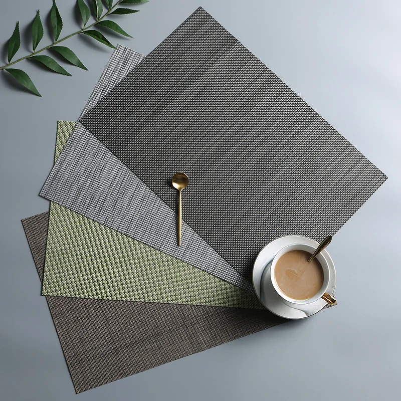 4 قطعة الجدول حصيرة الأوروبية PVC العزل سادة طاولة طعام مستطيلة اليابانية كوستر السلطانية وسادة للماء دائم