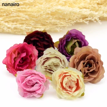 

50pcs 3cm Cheap Mini European Artificial Silk Peony Flower Heads for Wedding Home Decoration Christmas Fake Flowers Wall Craft