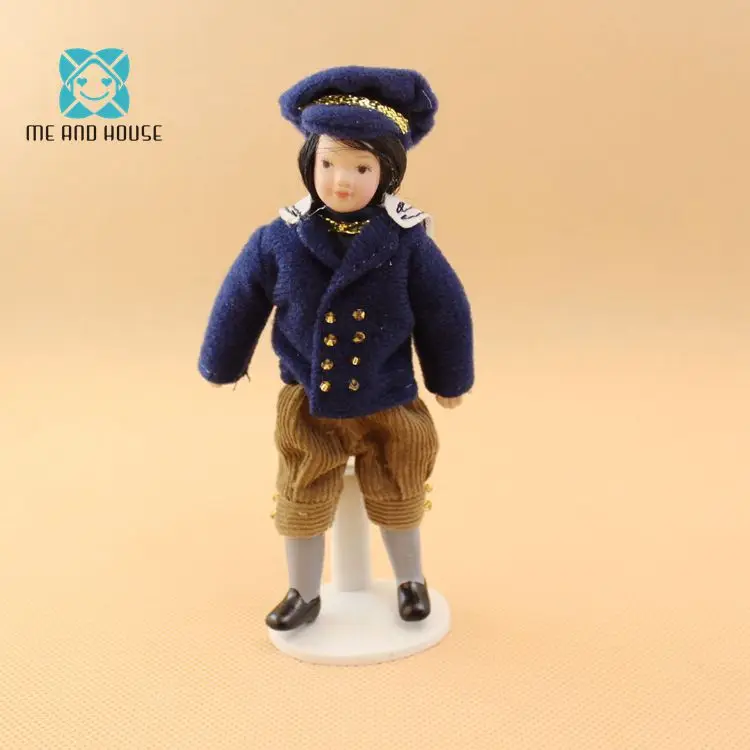 

1:12 Doll House Miniature toy Porcelain lady Naval style clothes mini girl or boy figure