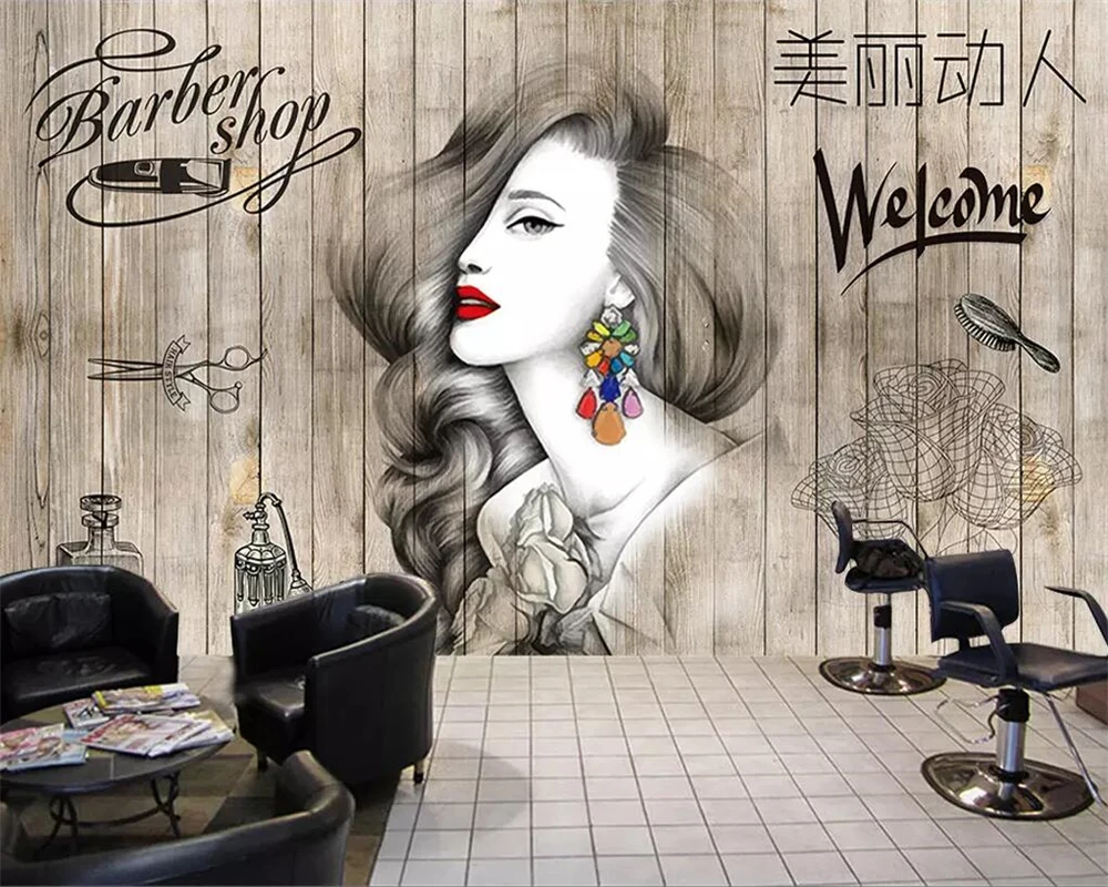 beibehang Custom wallpaper 3d photo mural Nordic hair salon hair salon  beauty salon barber shop background wall board wallpaper|Wallpapers| -  AliExpress