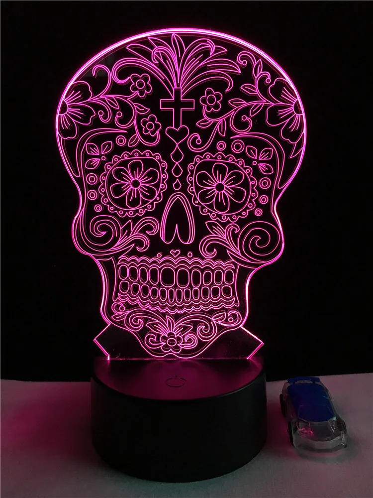 3d лампа в форме черепа светодиодная USB светильник сенсорный RGB цвета меняющийся