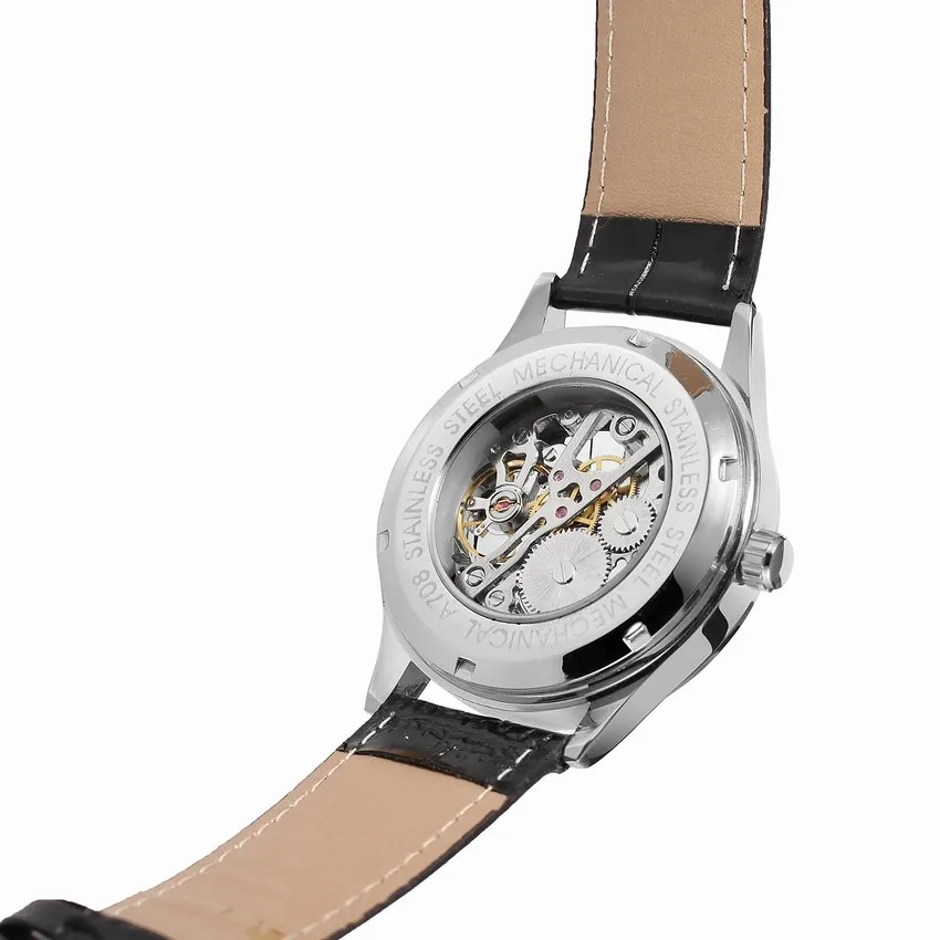 Лучший бренд WINNER мужские модные городские Современные стильные часы мужские s Скелет циферблат автоматические механические наручные часы повседневные кожаные часы