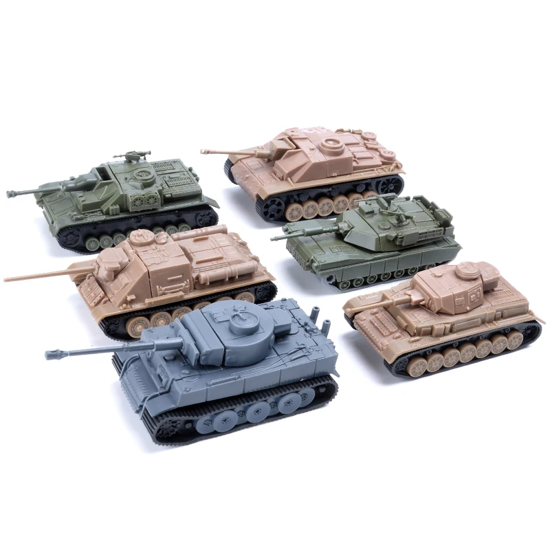 

6PCS 1:100 4D Assemble Tank World War II Germany Tiger USA M1A2 Soviet Union Tanks 1/100 Scale Plastic Blocks Model Kit Toy