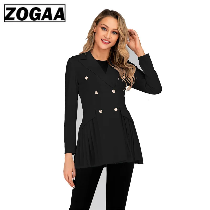 1PC Autumn Spring Women Double Breasted Trench Coat Khaki Vintage Casual Office Lady Business Long Outwear ZOGAA