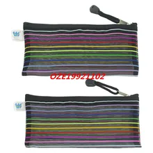 Нейлон многоцветный рисунок в полоску Sheer Черный файл держатель мешка