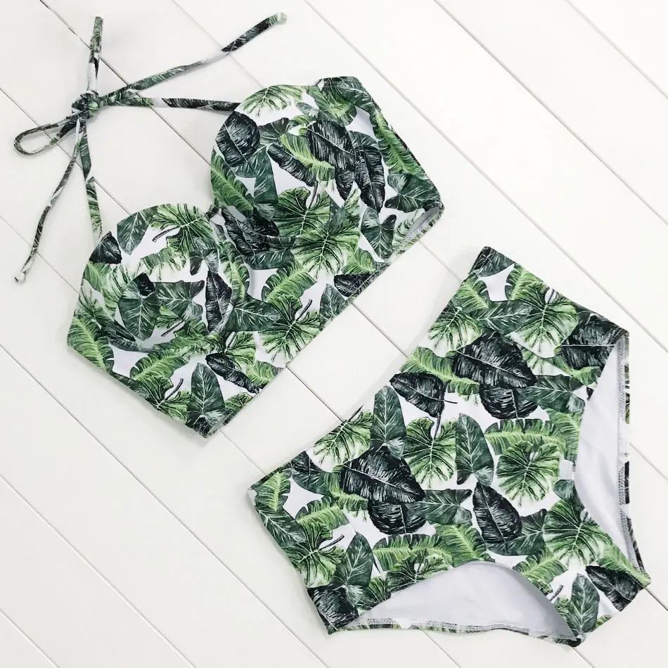 2018 Floral Print High Waist Bikinis Women Swimsuit Plus Size Swimwear Bathing Suits Retro Floral Push Up Bikini Set Beach Wear 2018 Floral Print High Waist Bikinis Women Swimsuit Plus Size Swimwear Bathing Suits Retro Floral Push Up Bikini Set Beach Wear