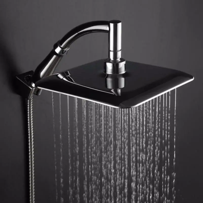 

9 inch adjustment Shower Head Square Top Rainfall spray Extension Pipe chrome Bathroom Set Large spray Shower head with pole