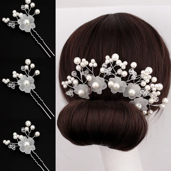 

New Fashion Wedding Hair Jewelry Hair Pins Crystal Pearl Flower Bridal Hairpins Bridesmaid Hair Clips Hair Accessories For Women