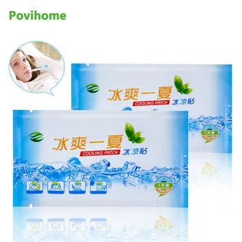 

4bags Adult Baby Cooling Patches Fever Down Medical Plaster Lower Temperature Ice Gel Polymer Hydrogel Headache Hot Pad D1833