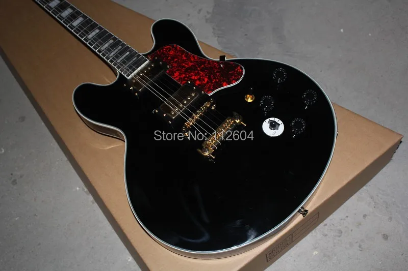 

Top quality custom 5 speed switch B B King Lucille black Jazz Electric Guitar with Golden Hardware